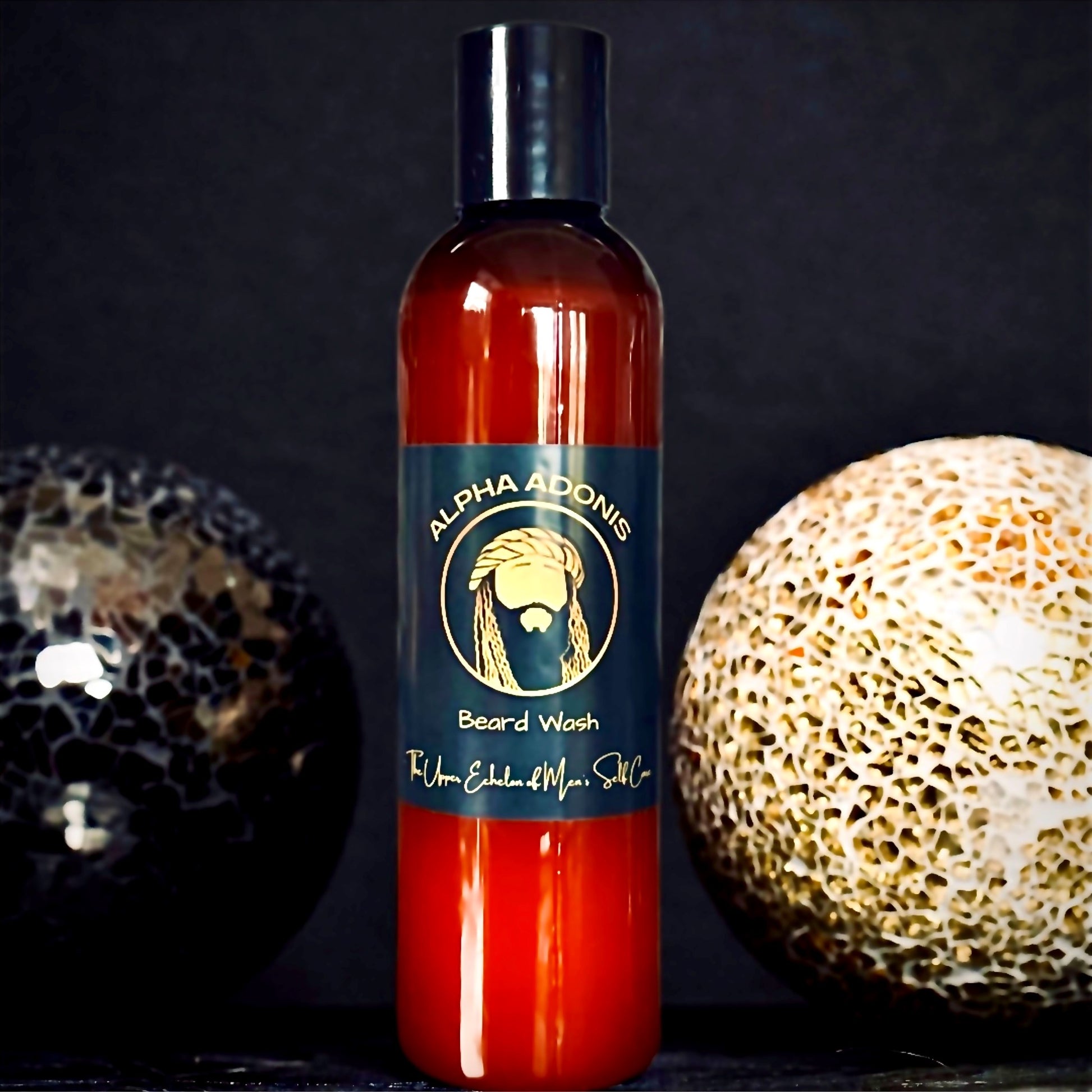 Alpha Adonis Beard Wash in a 4 oz bottle with Eucalyptus & Mint scent, premium grooming product for men, sulfate-free and moisturizing